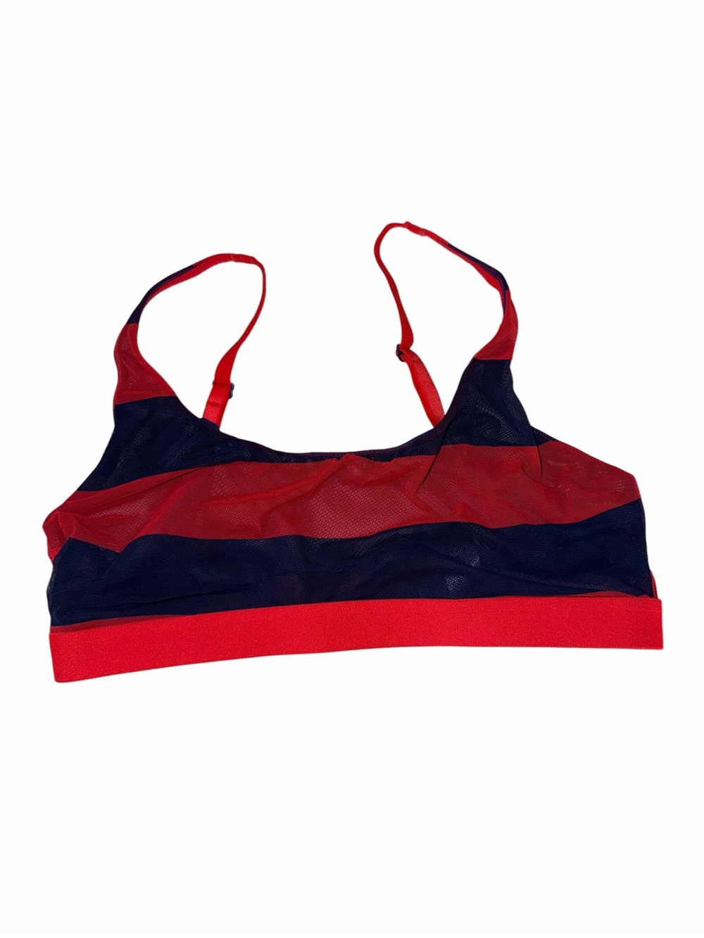 Parade Mesh Bralette Red Navy Colorblock Adjustable Straps NWT Size Small